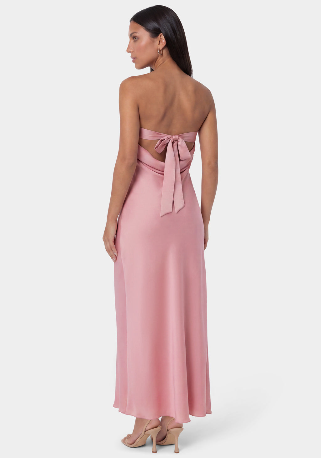 Back View -Strapless Maxi Dress- Rose