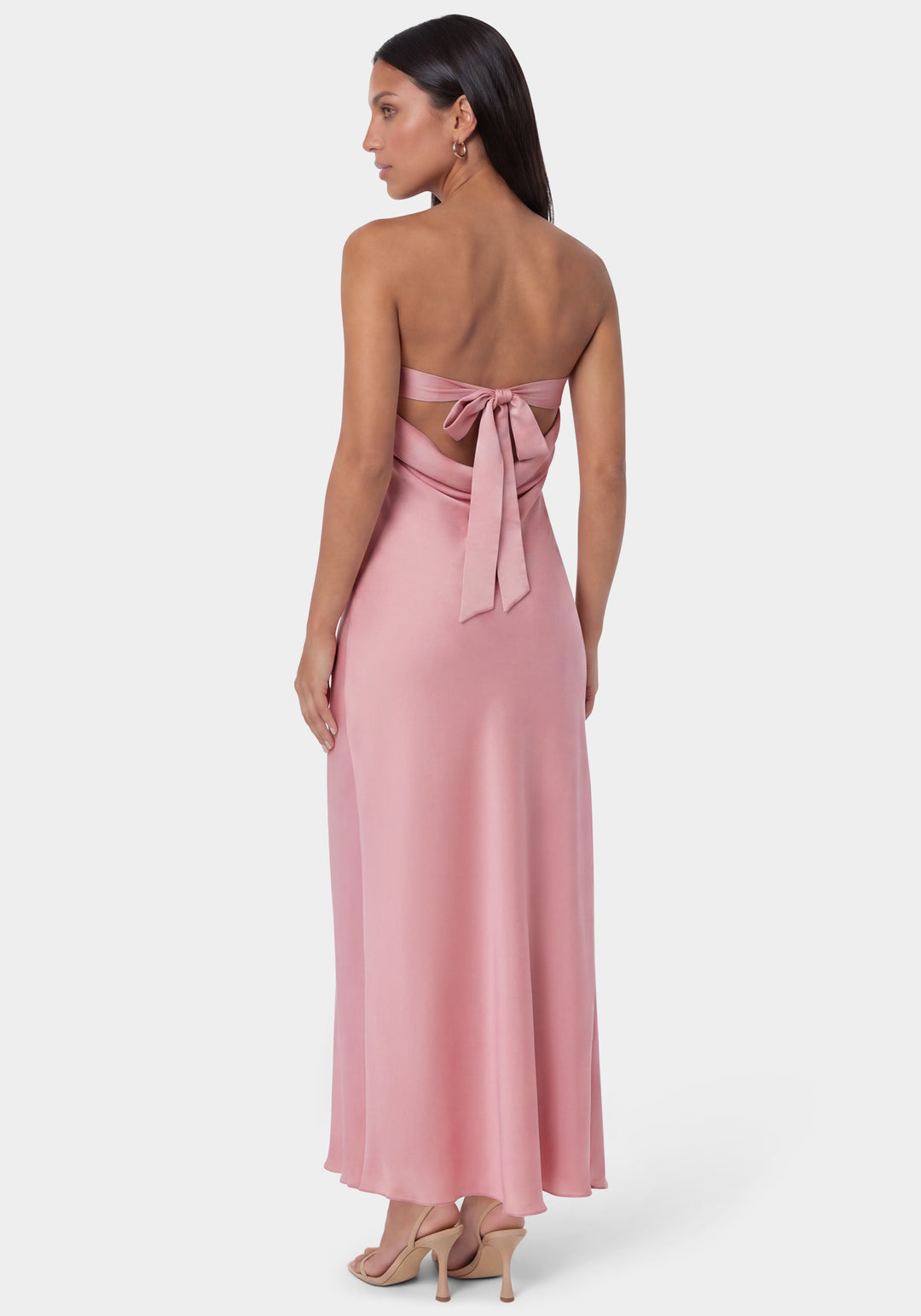 Back View -Strapless Maxi Dress- Rose