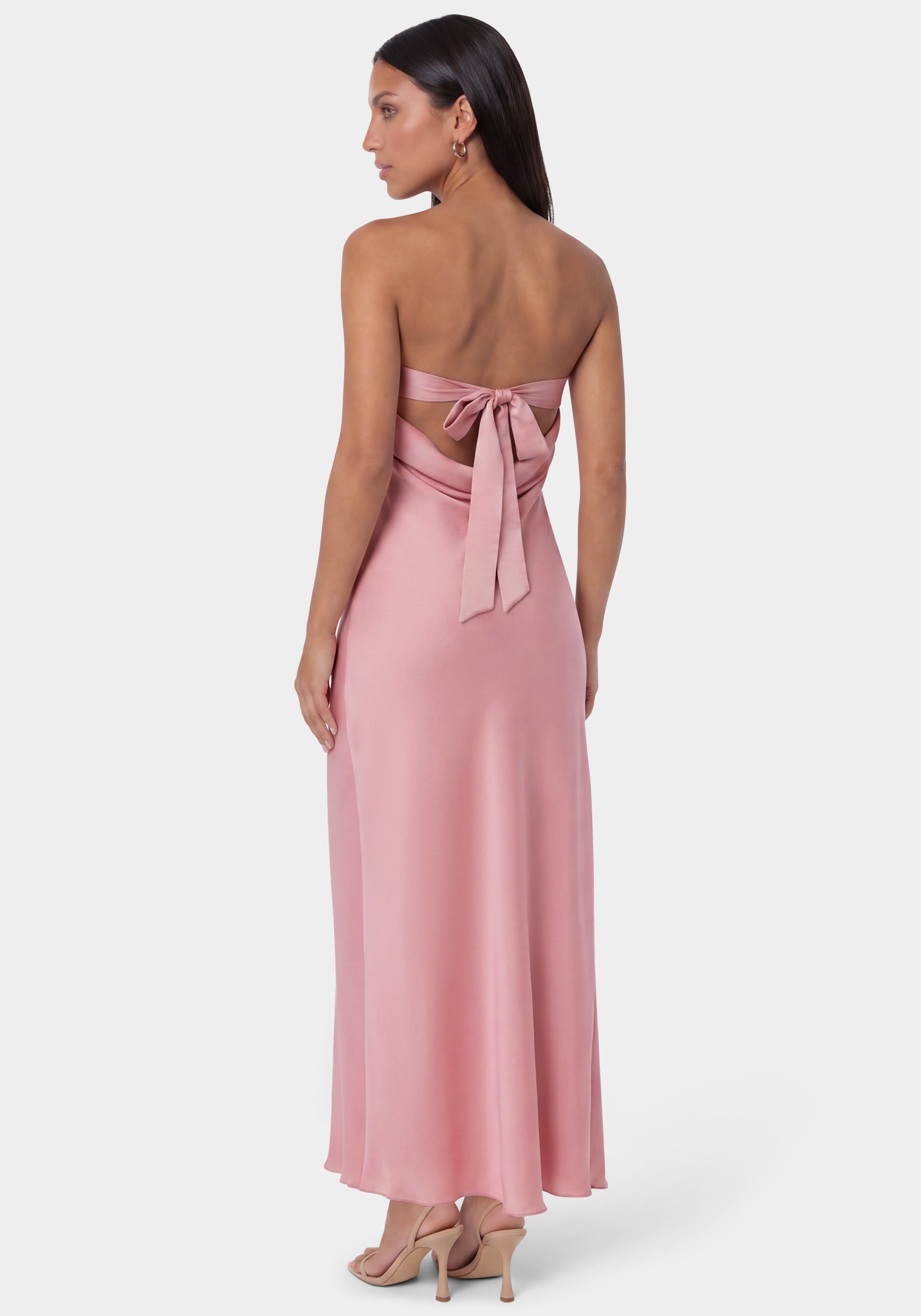 Back View -Strapless Maxi Dress- Rose