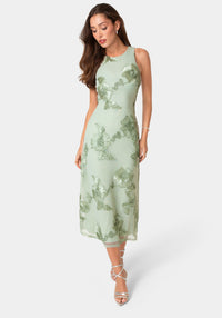 Front View-Soutache Racer Aline Maxi Dress-Sage