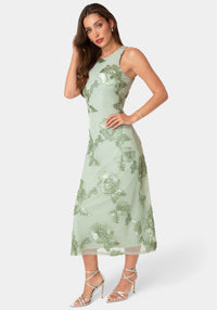 Side View-Soutache Racer Aline Maxi Dress-Sage