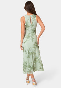 Back View-Soutache Racer Aline Maxi Dress-Sage