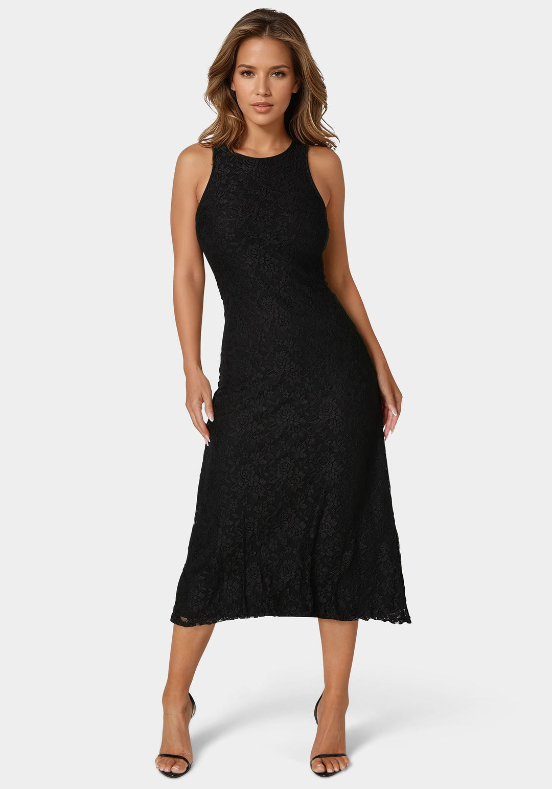 Bebe Women's Lace A-Line Maxi Dress - Black Bebe Women's Lace A-Line Maxi Dress - Black