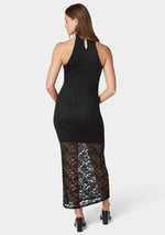 Lace Mock Neck Maxi Dress bebe