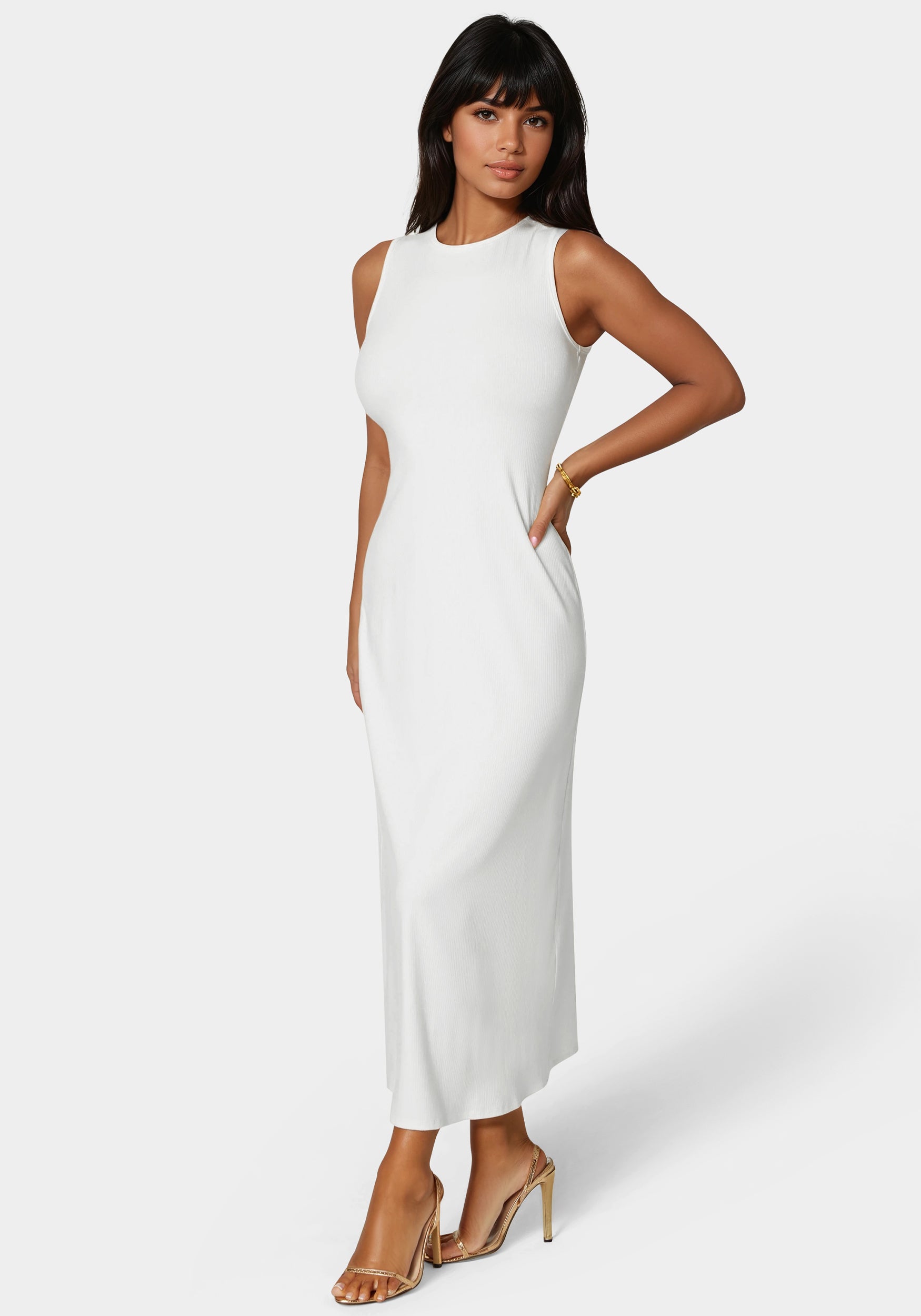 Bebe Women's Rib A-Line Maxi Dress