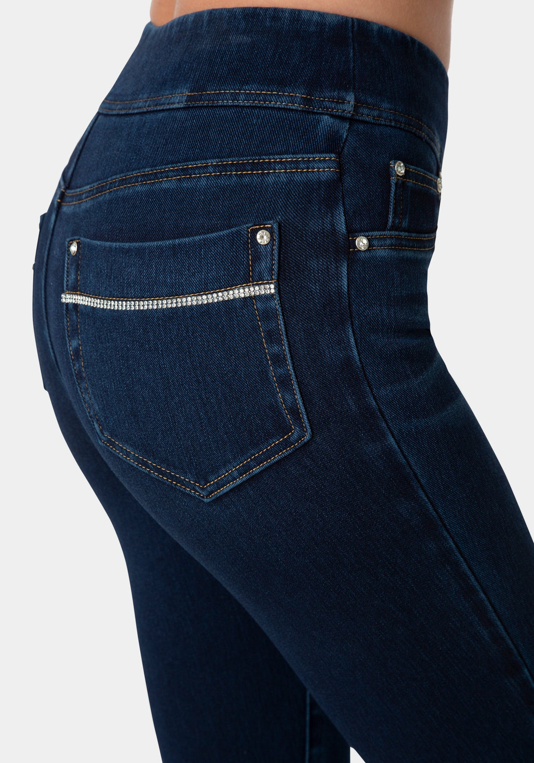 Side View-Natural Waisted Jeggings-MIDNIGHT BLUE WASH