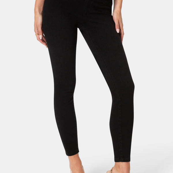 Front View-Natural Waist Jegging-BLACK WASH