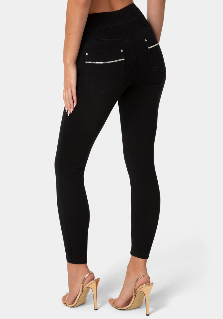 Back View-Natural Waist Jegging-BLACK WASH