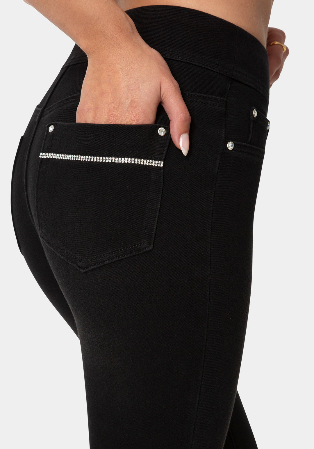 Side View-Natural Waist Jegging-BLACK WASH