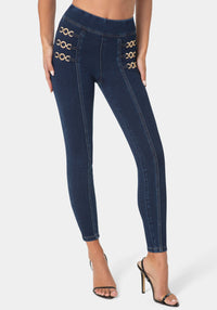 Front View-METAL TRIM DETAIL JEGGINGS-BLUE OBSESSION WASH