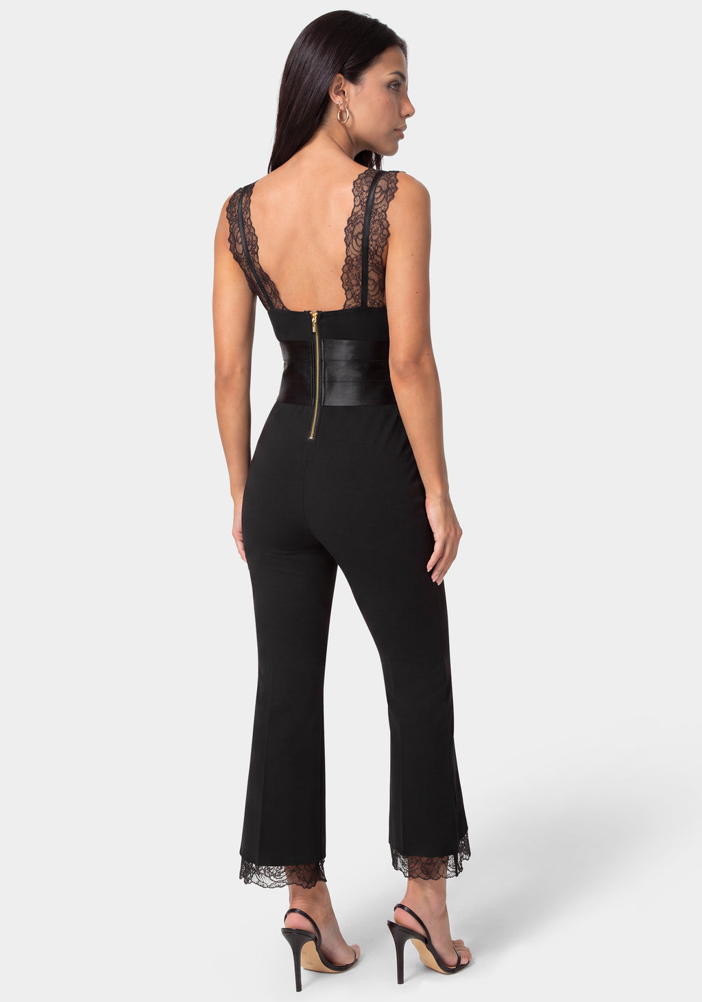 Back View-ROMANTIC LACE JUMPSUIT-BLACK