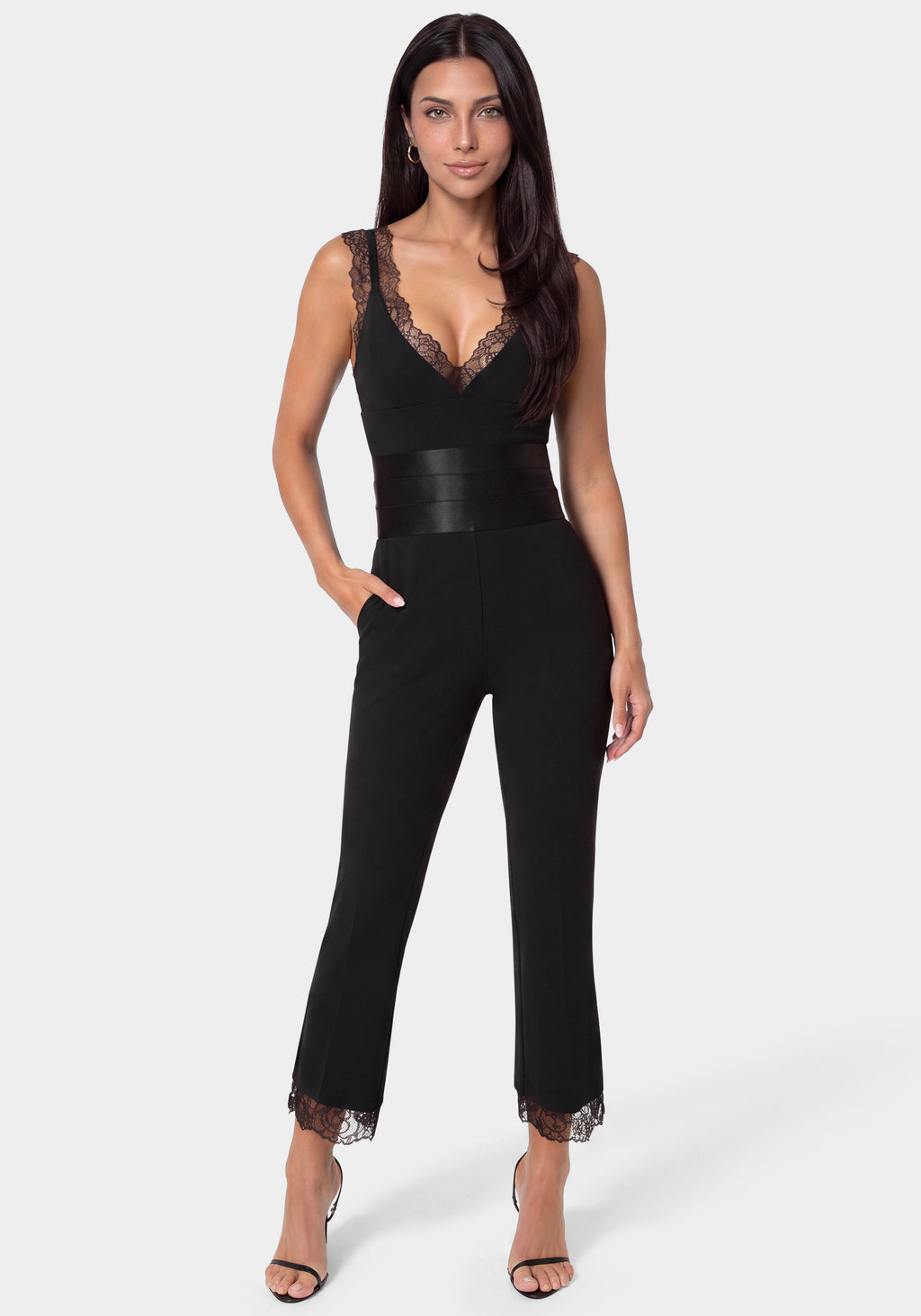 Detail View-ROMANTIC LACE JUMPSUIT-BLACK