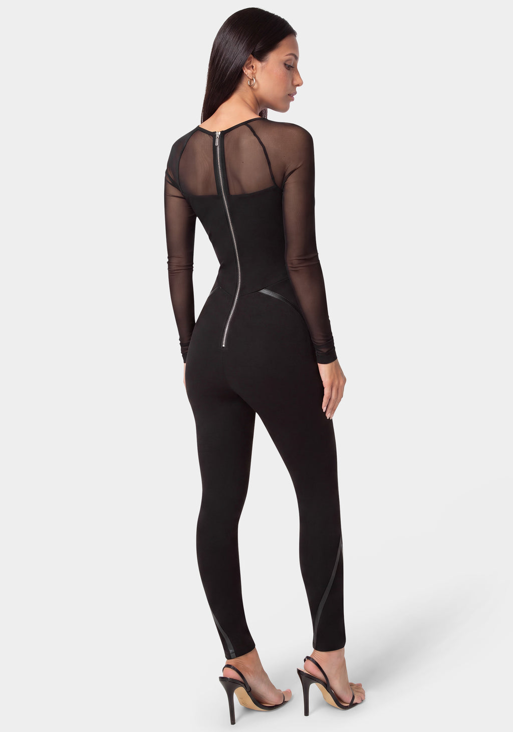 Back View-NIGHT OUT FITTED CATSUIT-BLACK