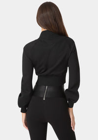 Back View-Bolero Illusion Slim Jacket-BLACK
