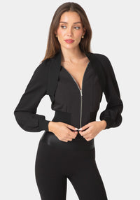 Front View-Bolero Illusion Slim Jacket-BLACK