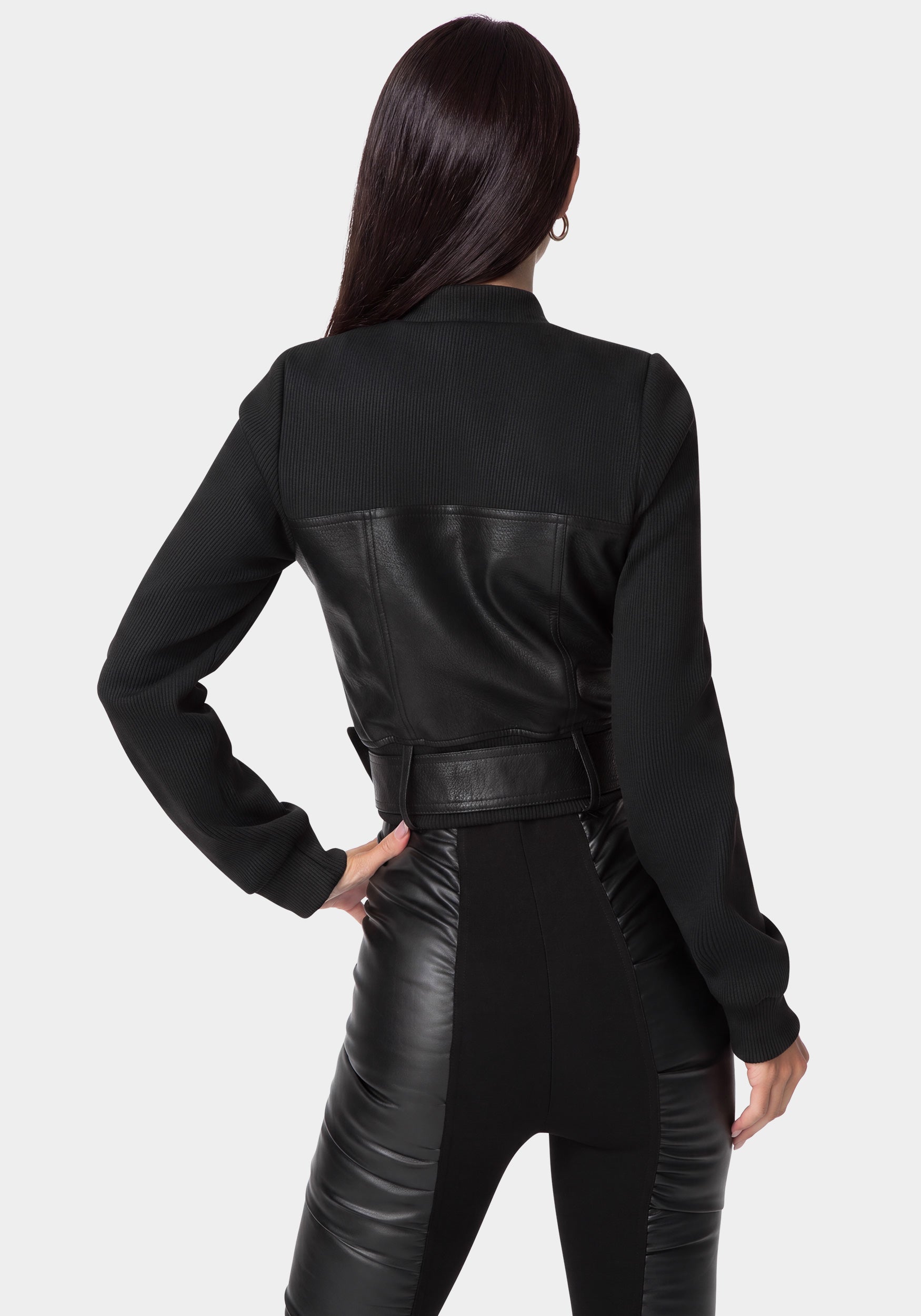 Back View-MOTOR BIKE JACKET-BLACK