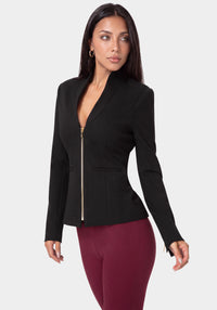 Side View-TAILORED STRETCH BLAZER-BLACK