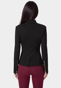 Back View-TAILORED STRETCH BLAZER-BLACK