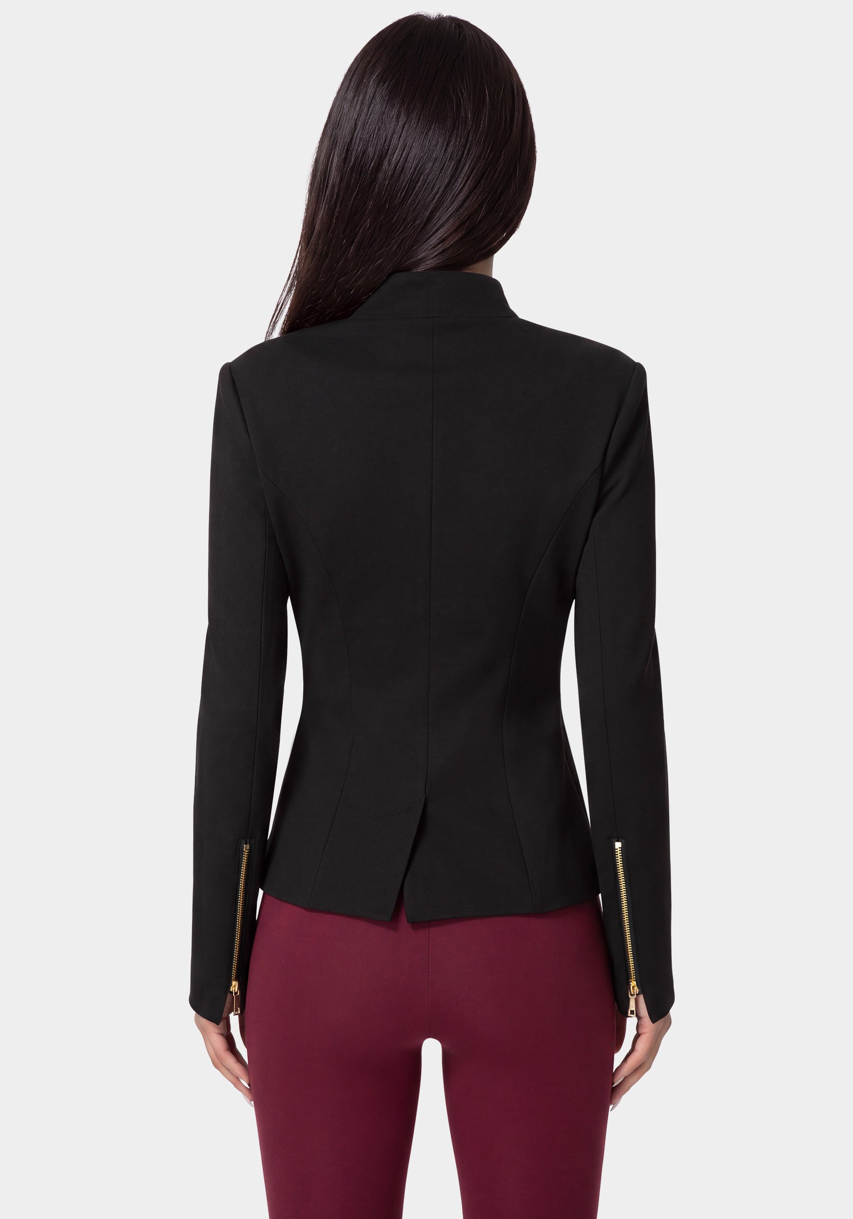 Back View-TAILORED STRETCH BLAZER-BLACK