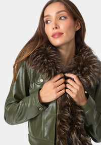 Other View-FAUX FUR SHORT JACKET-VELVET GREEN