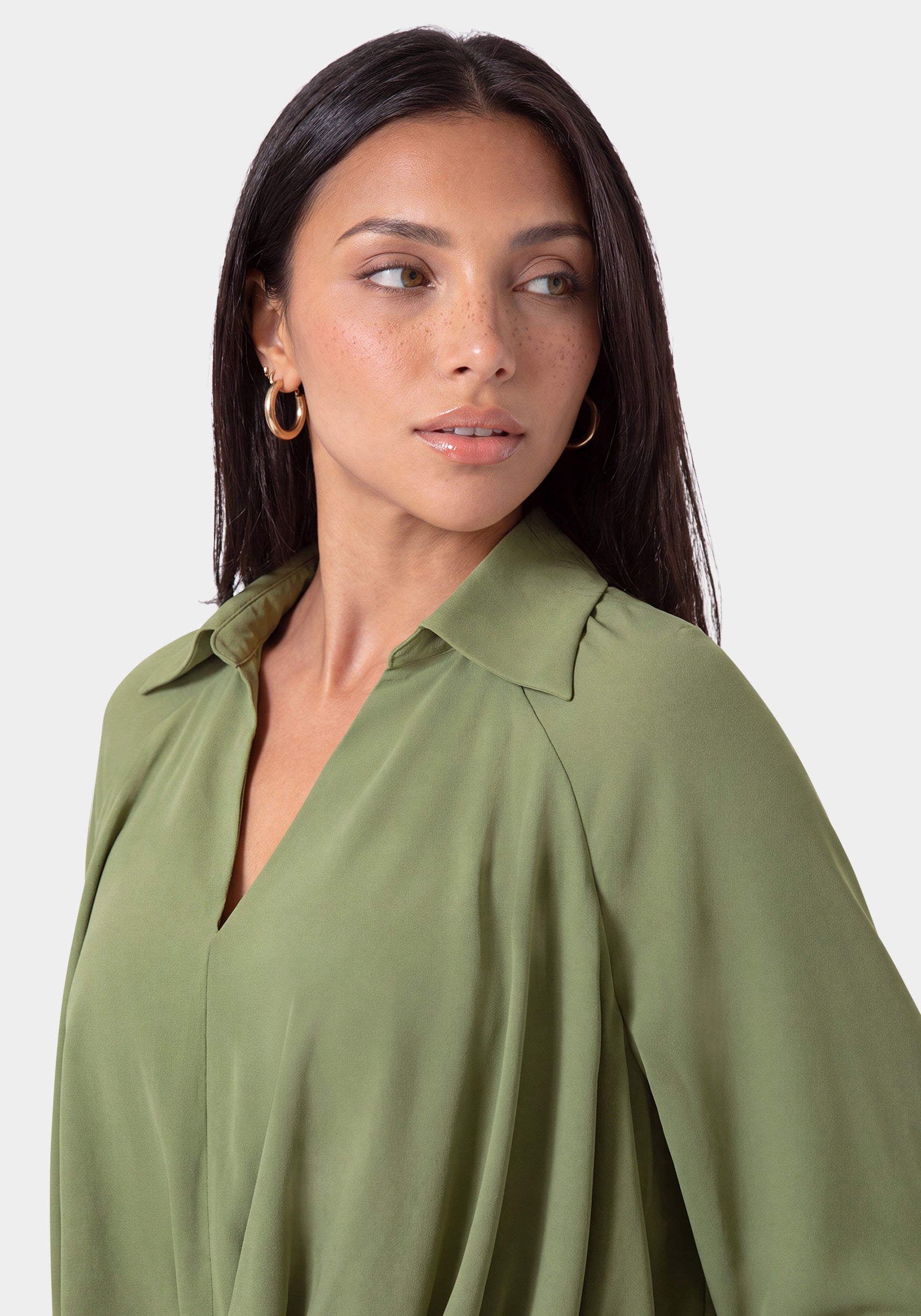 Other View-SHEER BUBBLE BLOUSE-SAGE GREEN