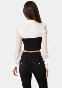 Back View-Corset  Blouse-BLACK/WHITE ALYSSUM