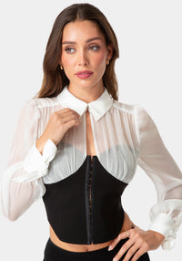 Other View-Corset  Blouse-BLACK/WHITE ALYSSUM