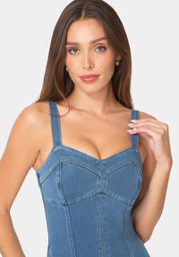 Other View-STUDDED FITTED DENIM DRESS-MEDIUM BLUE WASH
