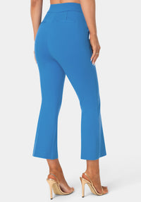 Back View - Natural Waist Cropped Flare Leg Pant - Cool Desire