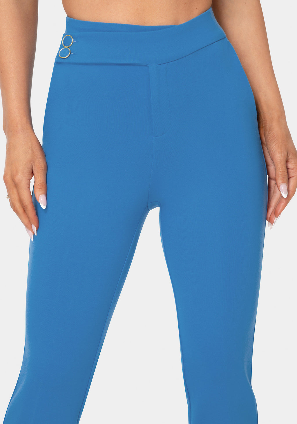 Detail View - Natural Waist Cropped Flare Leg Pant - Cool Desire
