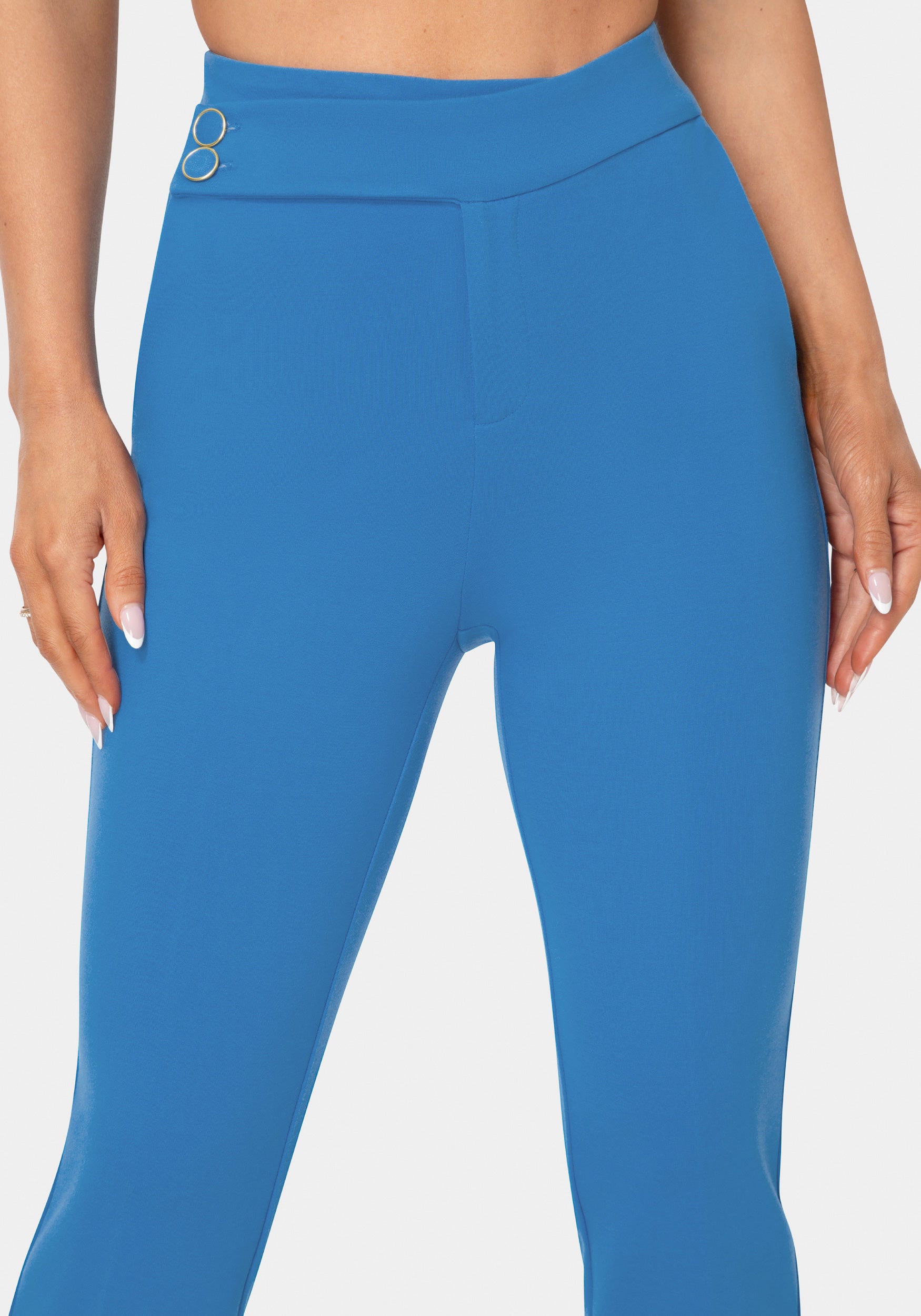 Detail View - Natural Waist Cropped Flare Leg Pant - Cool Desire