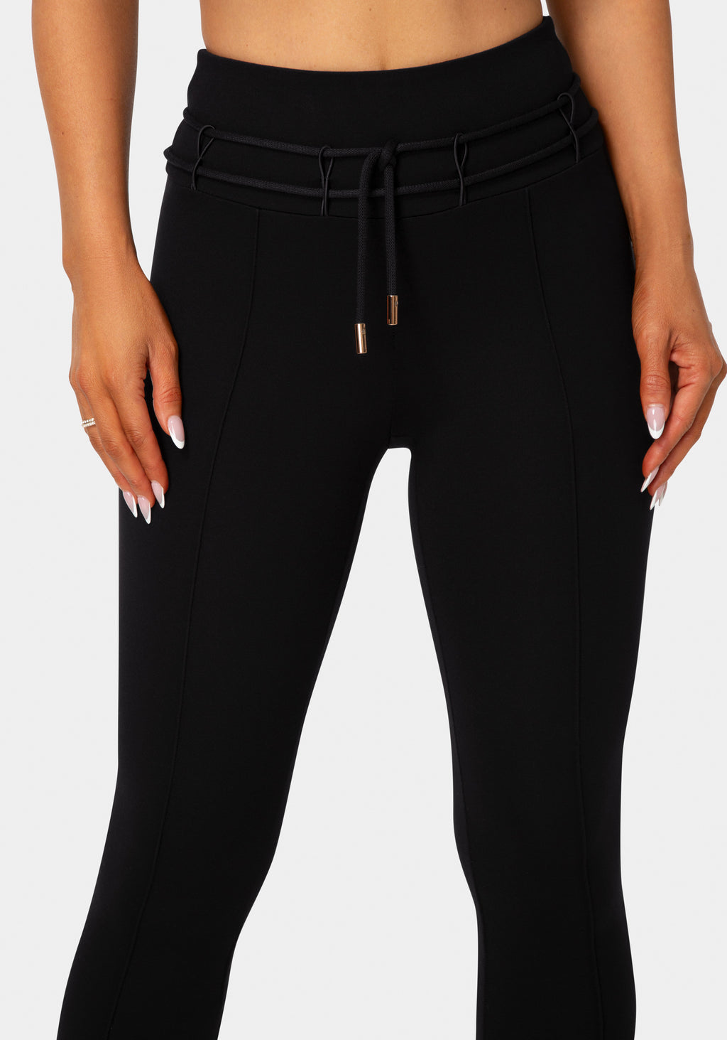 Detail view - High Waist Thin Belts Legging - Black