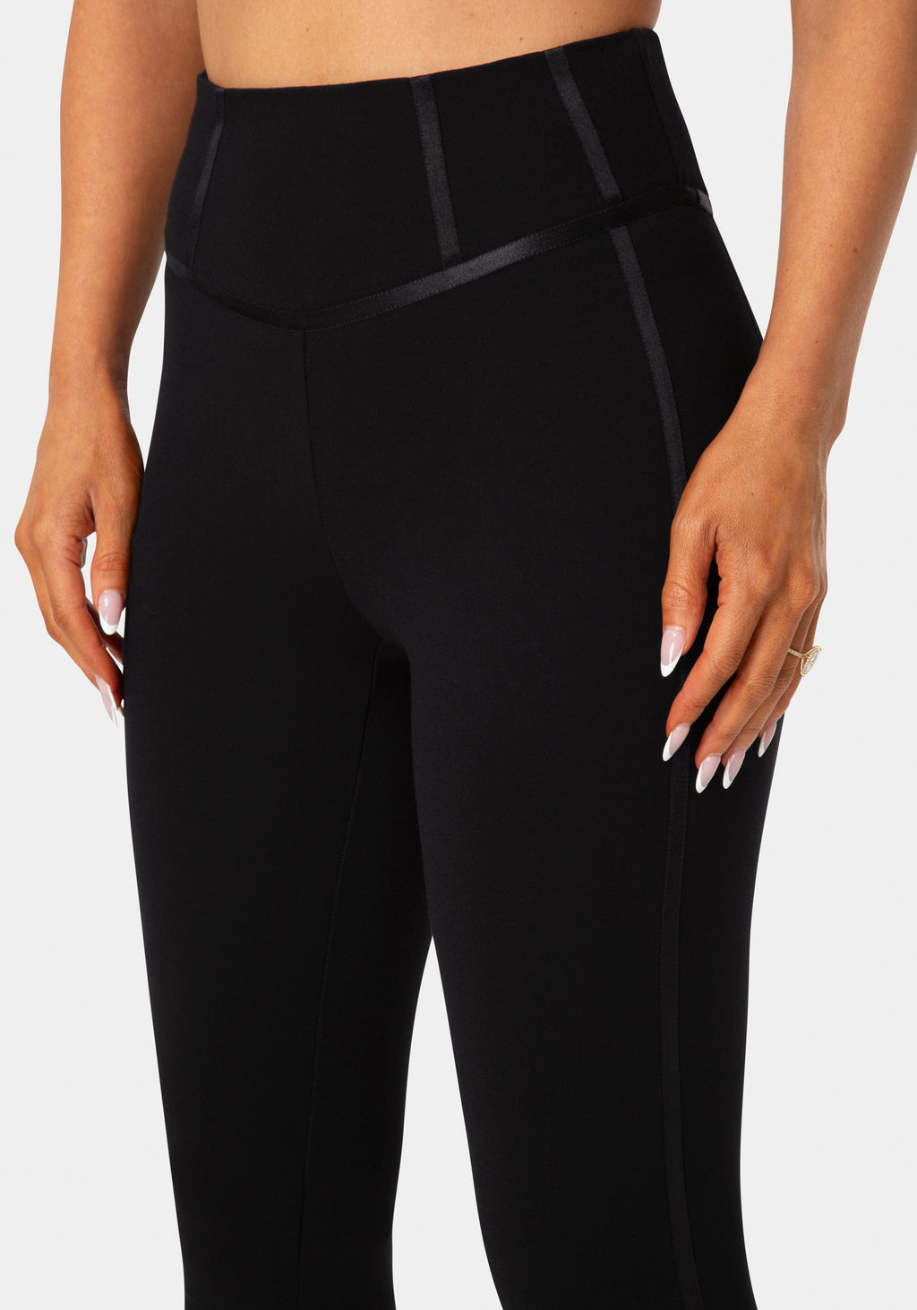 Detail View - High Waist Corset Illusion Legging - Black