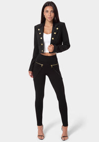 Detail View-NATURAL WAIST  ZIPPER CHAIN DETAIL LEGGING-BLACK