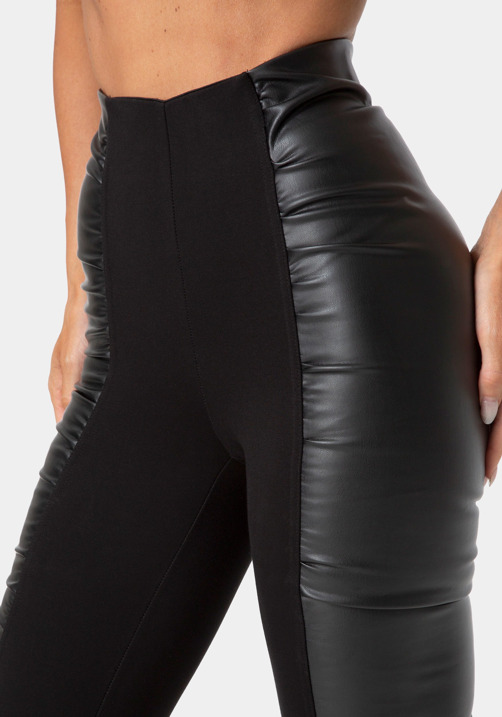 Other View-LOW WAIST SHIRRED LEATHER LEGGING-BLACK