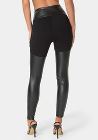 Back View-VEGAN LEATHER HIGH WAISTED LEGGING-BLACK