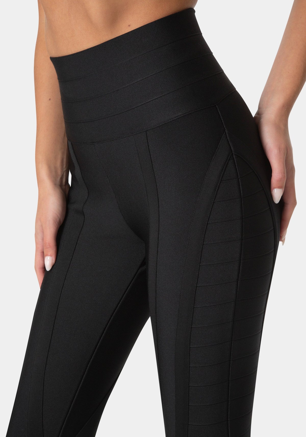 Side View-HIGH WAISTED BANDAGE LEGGING-BLACK