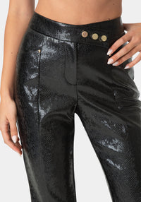 Other View-VEGAN LEATHER CROPPED LEG PANTS-BLACK