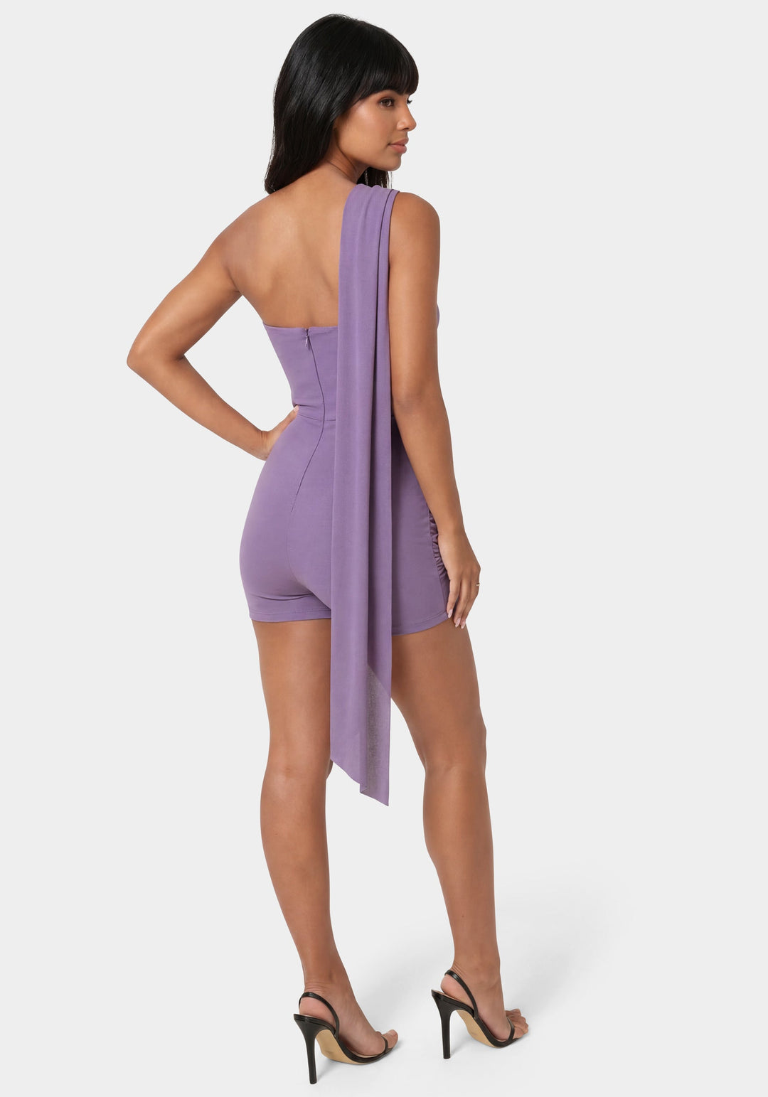 Back View-Draped Sweetheart Romper-Amethyst