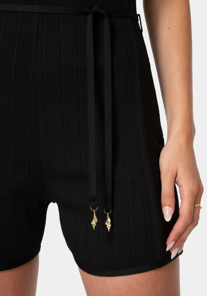 Other View-BANDAGE KNIT ROMPER-BLACK