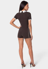 Back View-SPORTY LOOK ROMPER-CHOCOLATE/WHITE