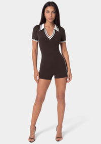 Detail View-SPORTY LOOK ROMPER-CHOCOLATE/WHITE
