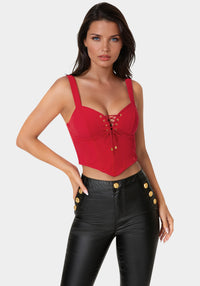 Side View-Stretch Corset Top-Tango Red