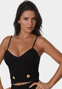 Front view - Stretch Corset Top - Black