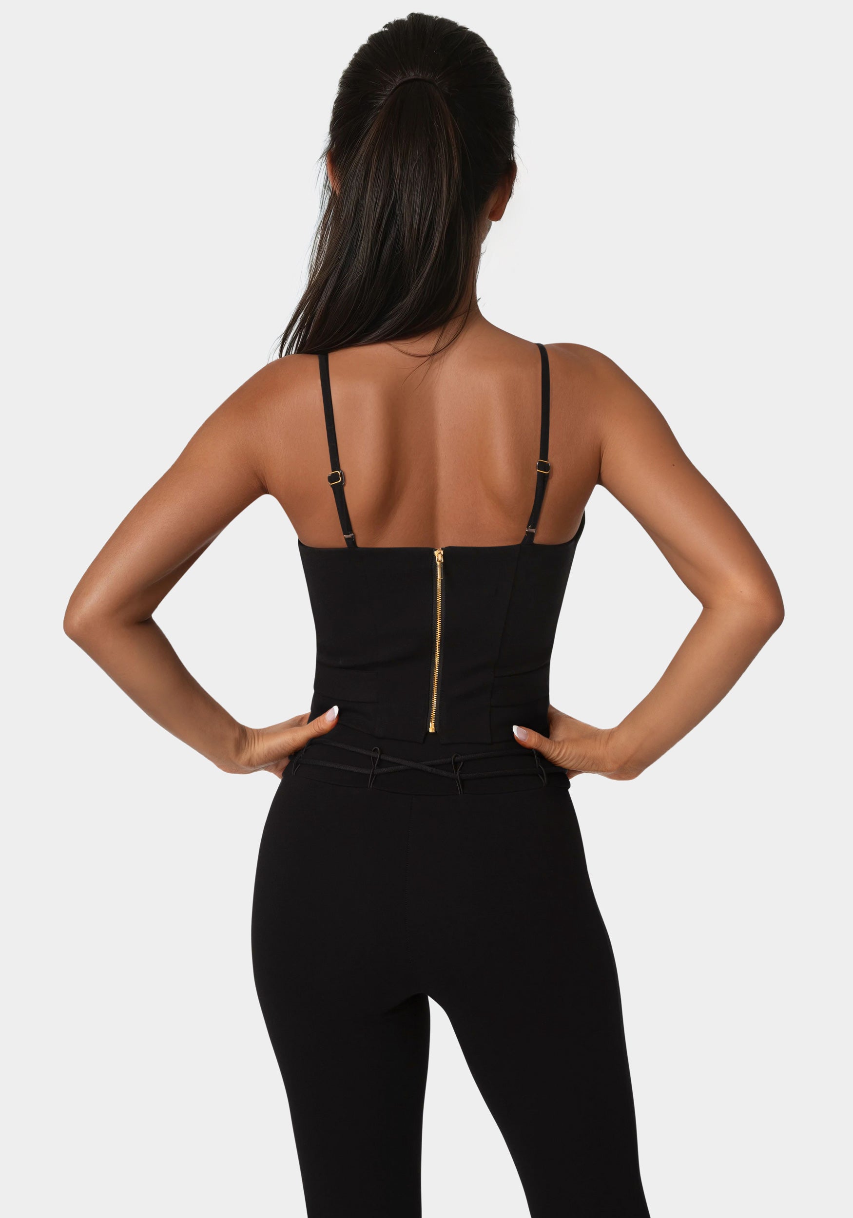 Back view - Stretch Corset Top - Black
