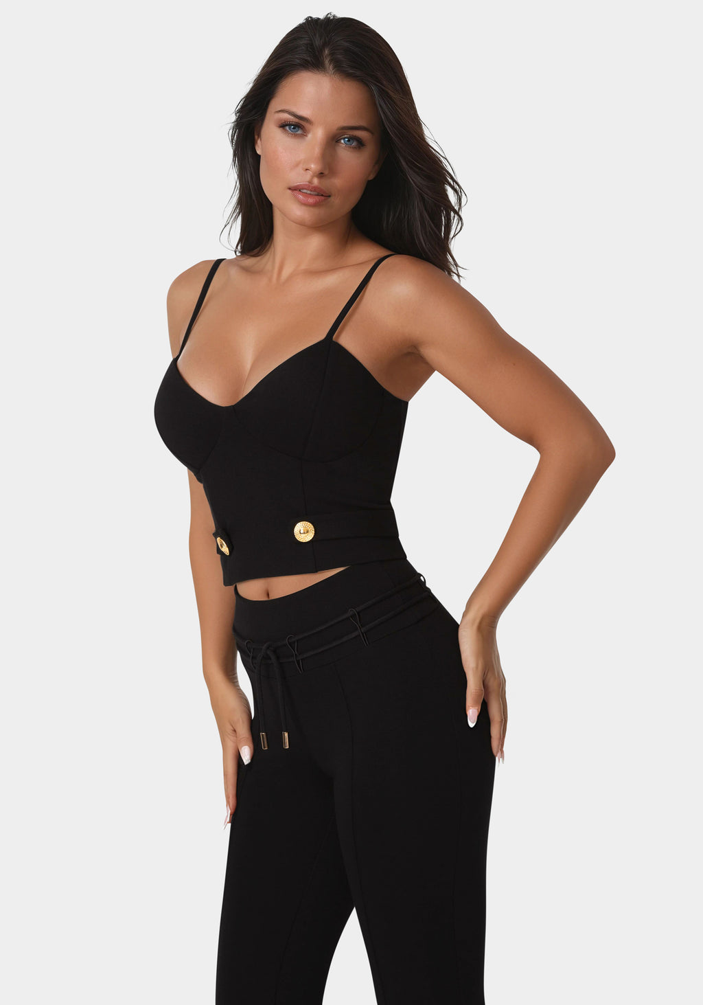 Side view - Stretch Corset Top - Black