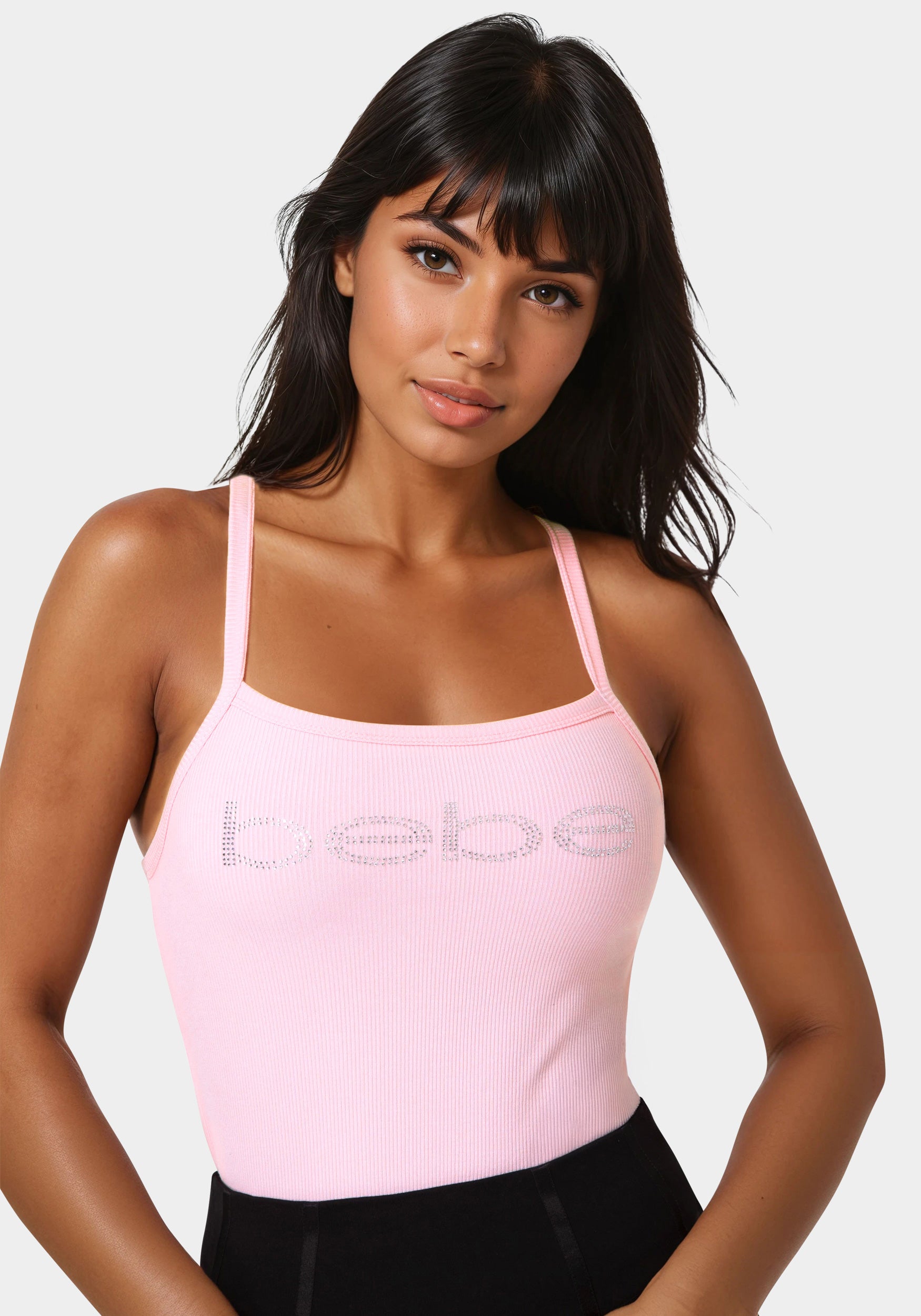 Bebe Logo Racer Back Rib Tank – bebe