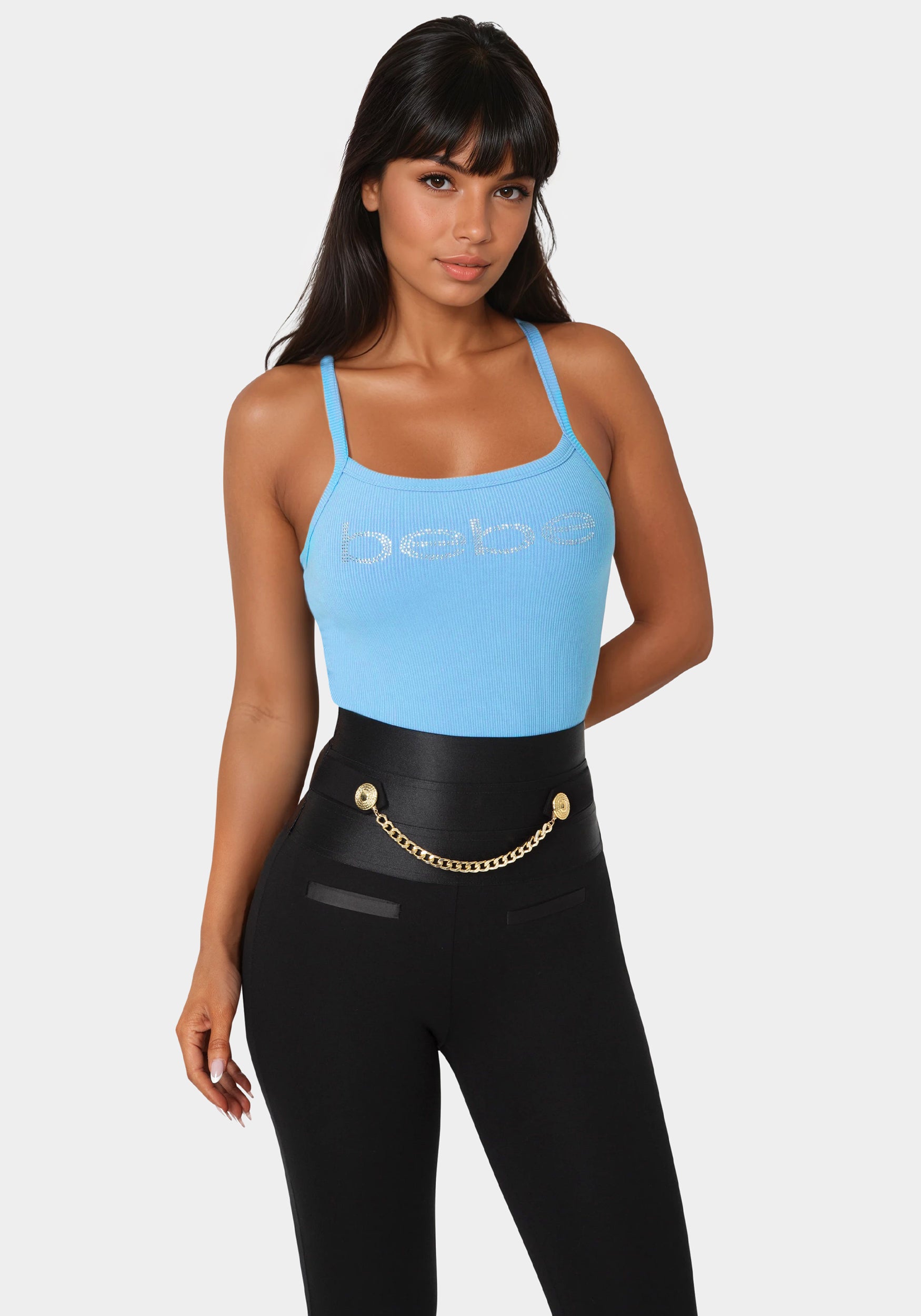 Bebe Logo Racer Back Rib Tank – bebe