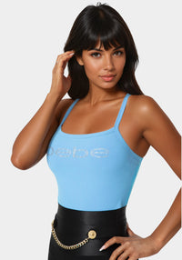 Detail view - Bebe Logo Racer Back Rib Tank - Cool Desire