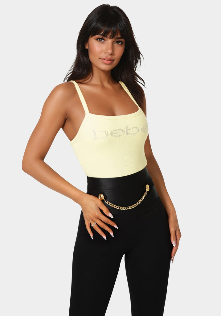 Bebe Logo Racer Back Rib Tank – bebe
